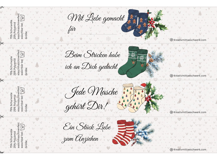 Sockenbanderolen "Weihnachten" – 8 festliche Vorlagen direkt zum Ausdrucken