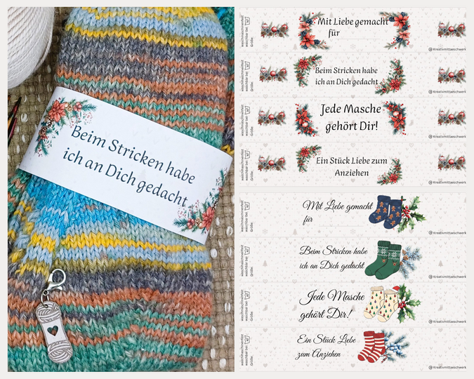 Sockenbanderolen "Weihnachten" – 8 festliche Vorlagen direkt zum Ausdrucken
