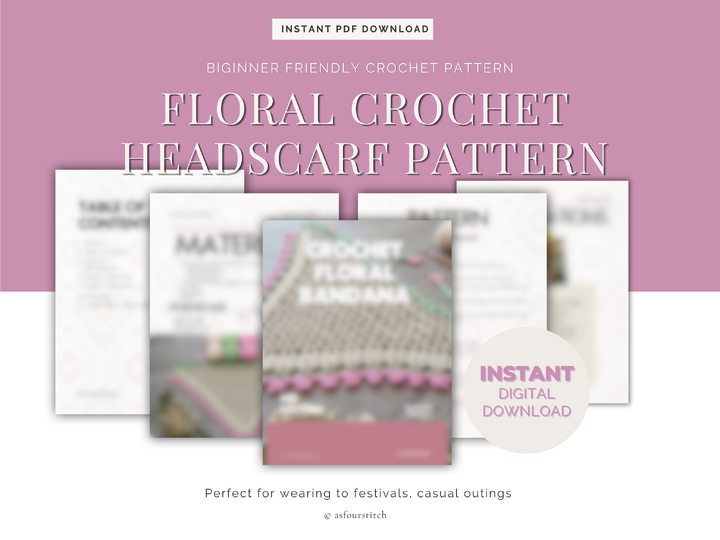 Crochet Bandana Pattern, PDF Pattern and Video, US & UK Terms