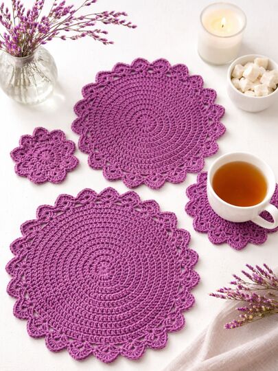 Crochet Placemats PDF Pattern and Video Tutorial, US Terms
