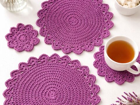 Crochet Placemats PDF Pattern and Video Tutorial, US Terms