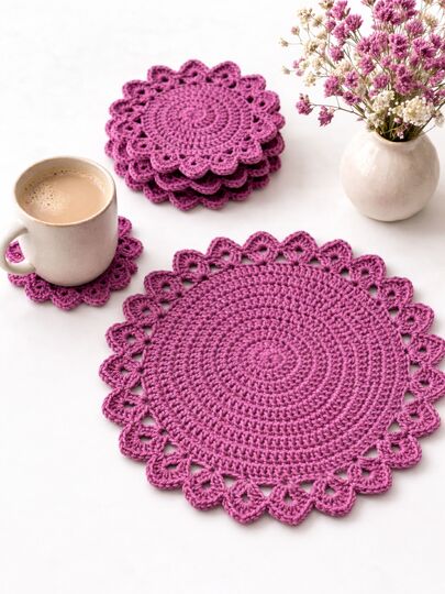 Crochet Placemats PDF Pattern and Video Tutorial, US Terms