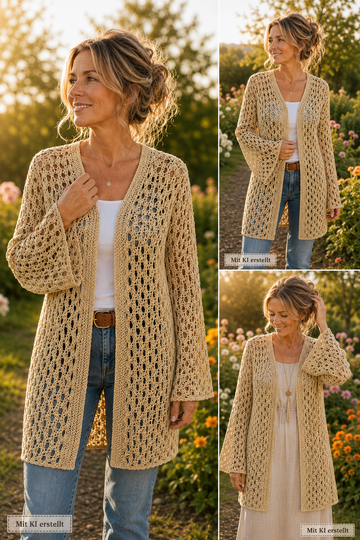 Sommerjacke mit Lochmuster * Cardigen * 3 Größen * Strickanleitung