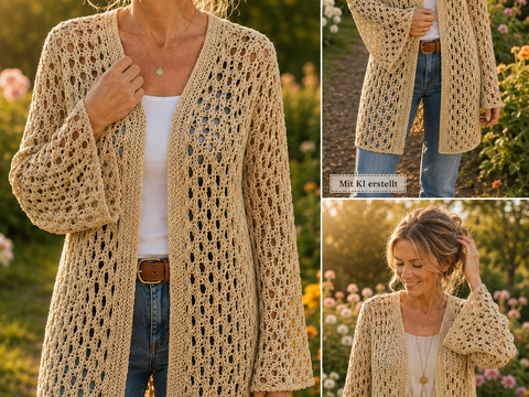 Sommerjacke mit Lochmuster * Cardigen * 3 Größen * Strickanleitung
