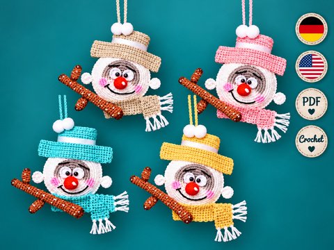 Crochet Pattern Snowman Ornament