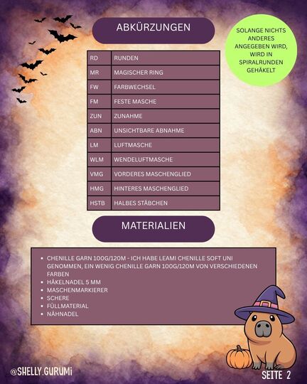 Capybara Halloween Accessories PDF English and German