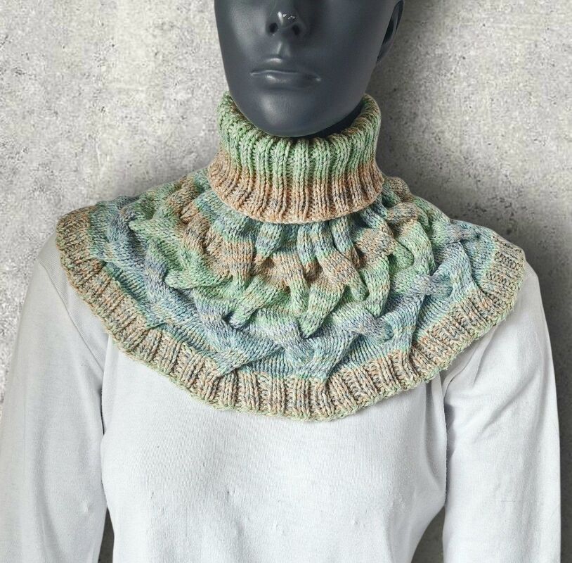 Strickanleitung Schalkragen, Kragenschal, verzopft  #388 - Bild 9