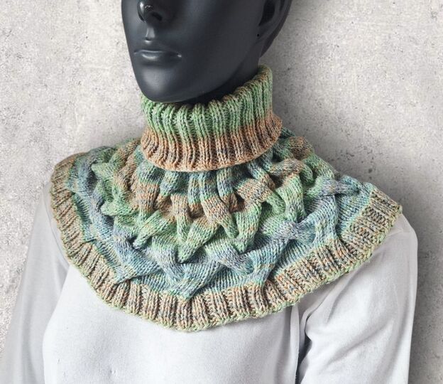Strickanleitung Schalkragen, Kragenschal, verzopft  #388