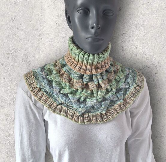 Strickanleitung Schalkragen, Kragenschal, verzopft  #388