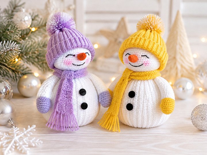Crocheted Amigurumi Snowman - English Crochet Pattern PDF