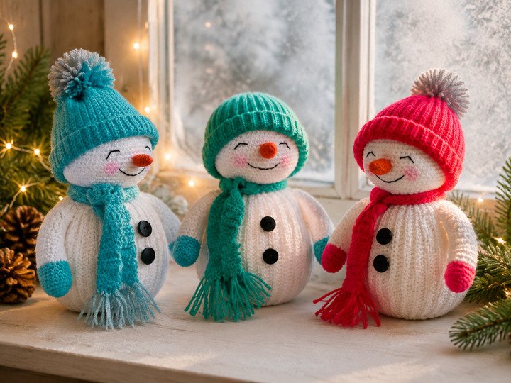 Crocheted Amigurumi Snowman - English Crochet Pattern PDF