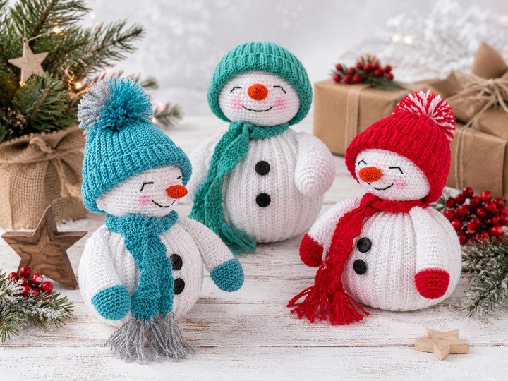 Crocheted Amigurumi Snowman - English Crochet Pattern PDF