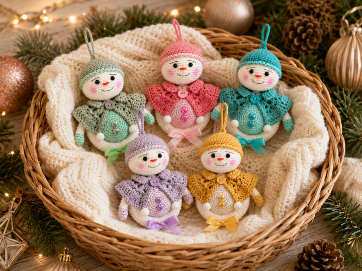 Crocheted Amigurumi Snowball Man - English Crochet Pattern PDF