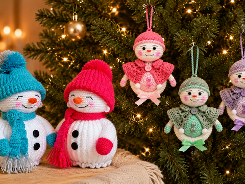 2-Piece Amigurumi Snowman & Snowball Man Crochet Pattern Set PDF