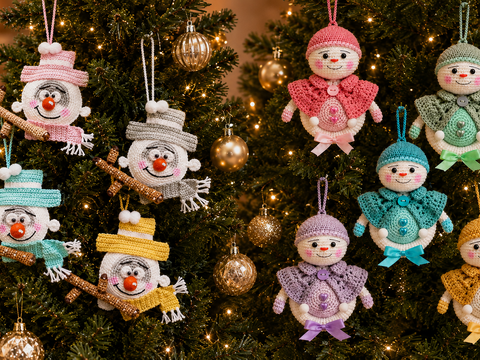 2-Piece Amigurumi Crochet Patterns: Snowman Tree Ornament & Snowball Man