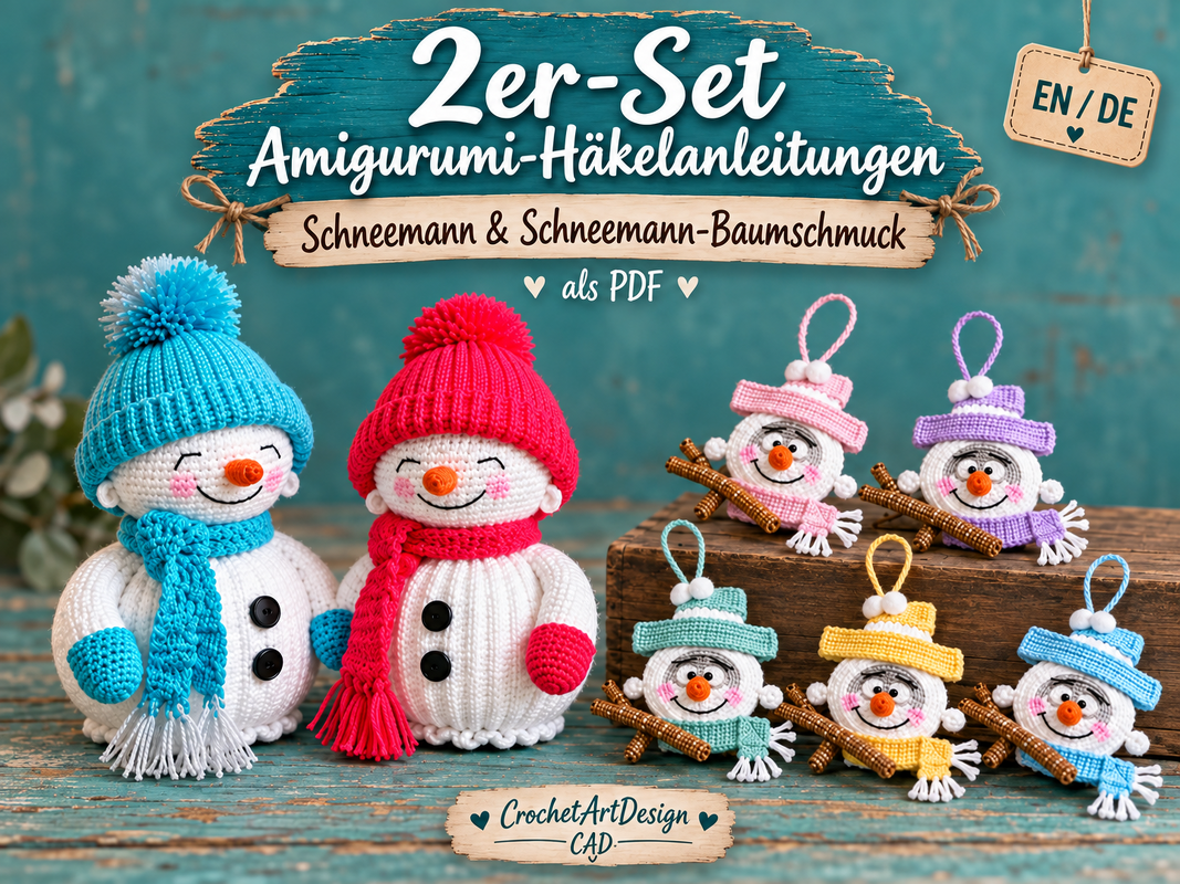 **2-Piece Amigurumi Crochet Patterns: Snowman & Snowman Tree Ornament**