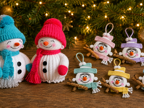 **2er-Set Amigurumi-Häkelanleitungen: Schneemann & Schneemann-Baumschmuck**