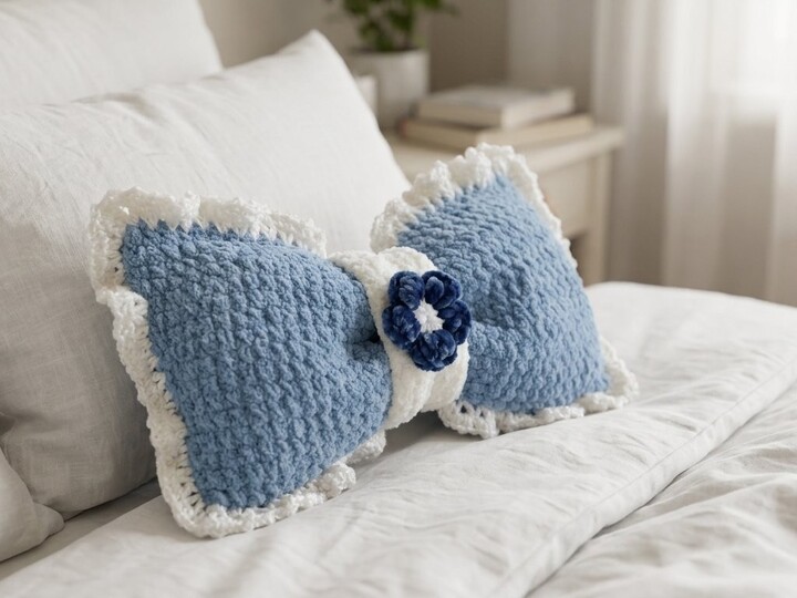 Crochet Pattern Schleifenkissen – Cosy Bow Cushion with Flower