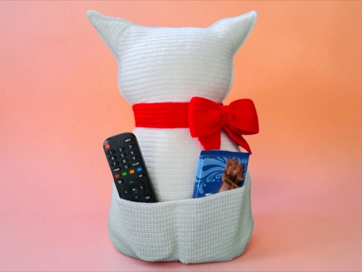 Häkelanleitung Katzenkissen / Utensilo / Kissen