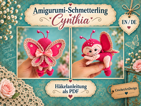 Amigurumi Butterfly Cynthia – English Crochet Pattern PDF