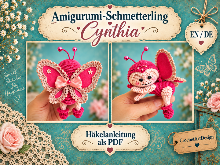 Häkelanleitung Schmetterling Cynthia