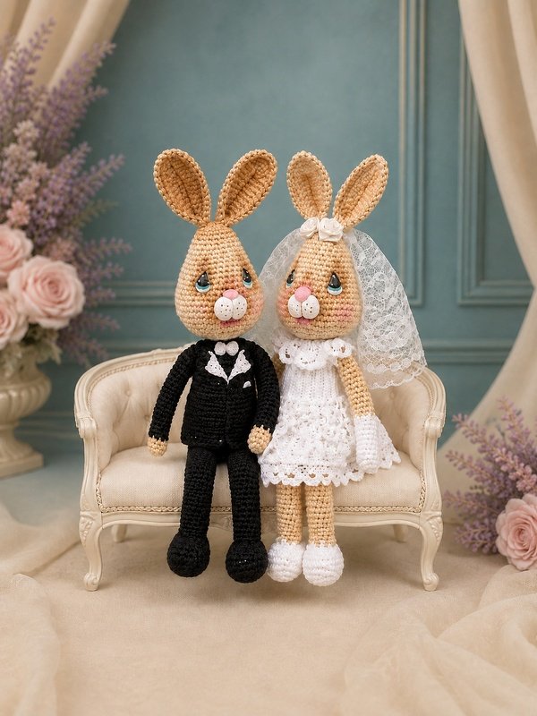 Amigurumi - Hasen-Brautpaar häkeln – PDF-Anleitung DE/EN