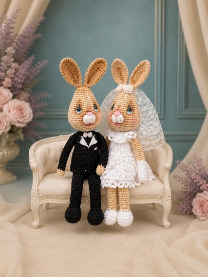 Amigurumi - Hasen-Brautpaar häkeln – PDF-Anleitung DE/EN