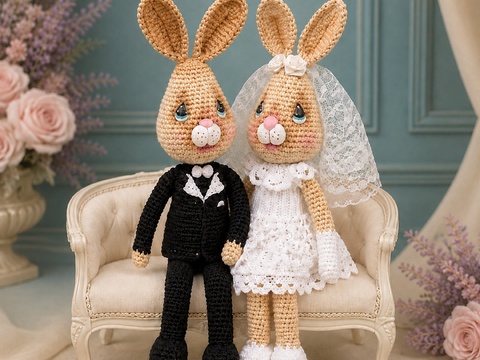 Amigurumi - Hasen-Brautpaar häkeln – PDF-Anleitung DE/EN