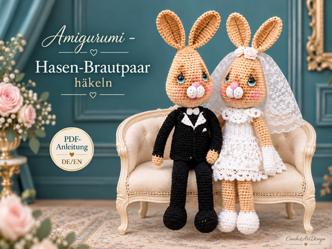 Amigurumi - Hasen-Brautpaar häkeln – PDF-Anleitung DE/EN