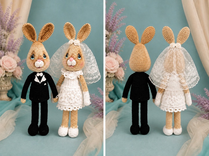 Amigurumi - Hasen-Brautpaar häkeln – PDF-Anleitung DE/EN