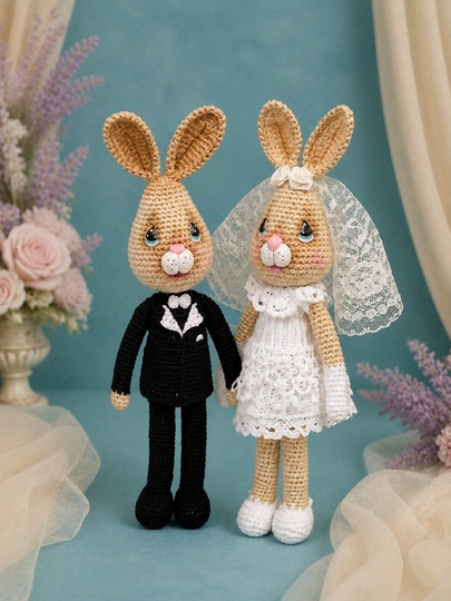 Amigurumi - Hasen-Brautpaar häkeln – PDF-Anleitung DE/EN