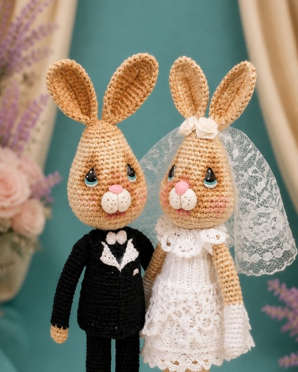 Amigurumi Rabbit Wedding Couple – Crochet PDF Pattern DE/EN