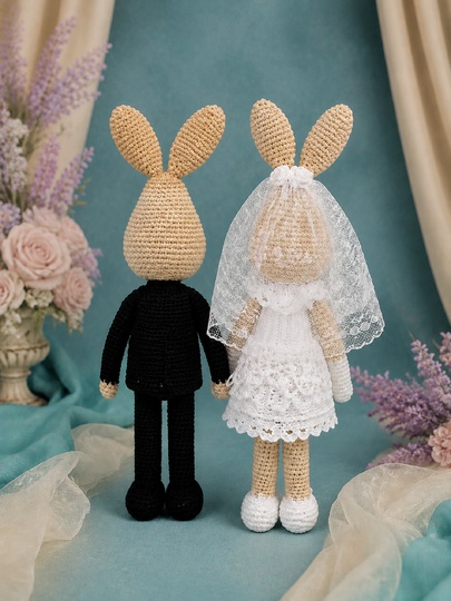 Amigurumi Rabbit Wedding Couple – Crochet PDF Pattern DE/EN
