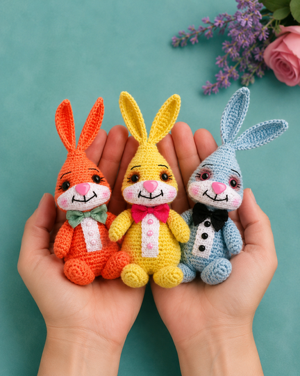 Amigurumi Colorful Bunnies – Crochet PDF Pattern DE/EN