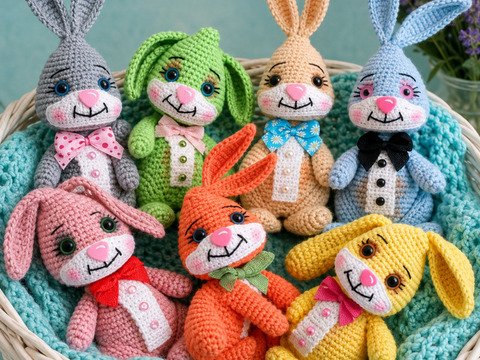 Amigurumi Colorful Bunnies – Crochet PDF Pattern DE/EN
