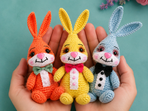 Amigurumi Colorful Bunnies – Crochet PDF Pattern DE/EN