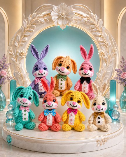 Amigurumi Bunte Häschen häkeln – PDF-Anleitung DE/EN
