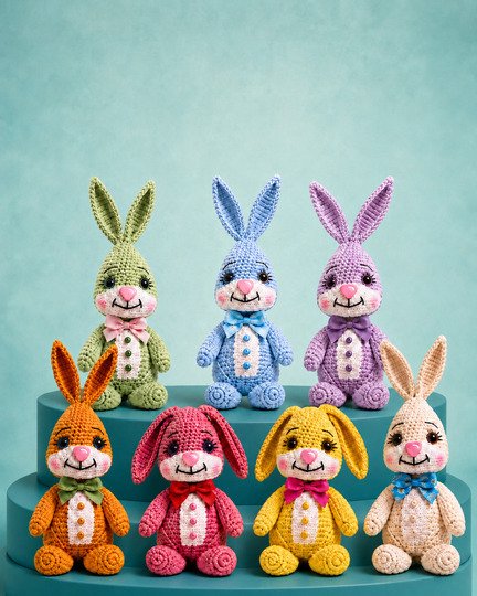 Amigurumi Colorful Bunnies – Crochet PDF Pattern DE/EN