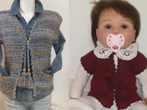 Häkelanleitung Boho Rosebud Vest Weste ohne Seitennähte für alle Gr. & Garn