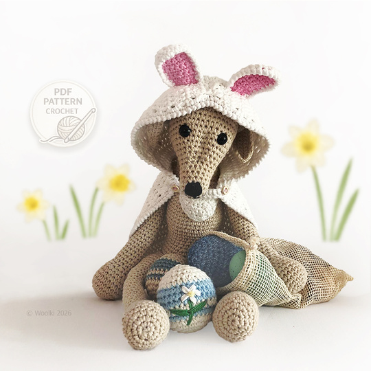 Italian Greyhound Crochet Pattern – Atis Easter Egg Hunt Amigurumi
