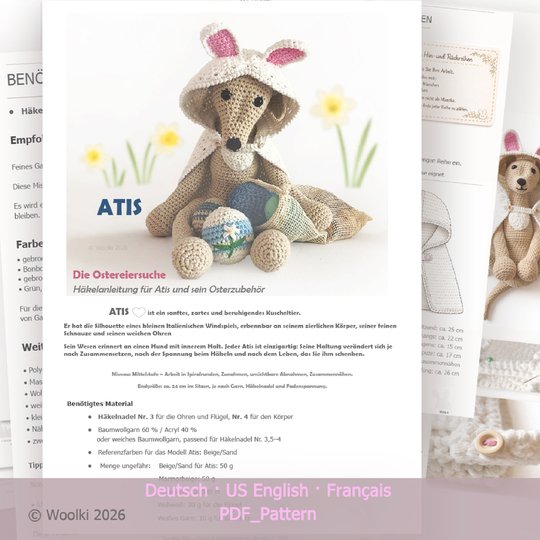 Italian Greyhound Crochet Pattern – Atis Easter Egg Hunt Amigurumi