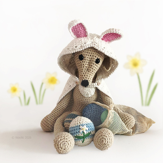 Italian Greyhound Crochet Pattern – Atis Easter Egg Hunt Amigurumi