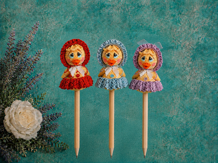 Finger Puppet / Pencil Topper Duck MiMi – English Crochet Pattern PDF