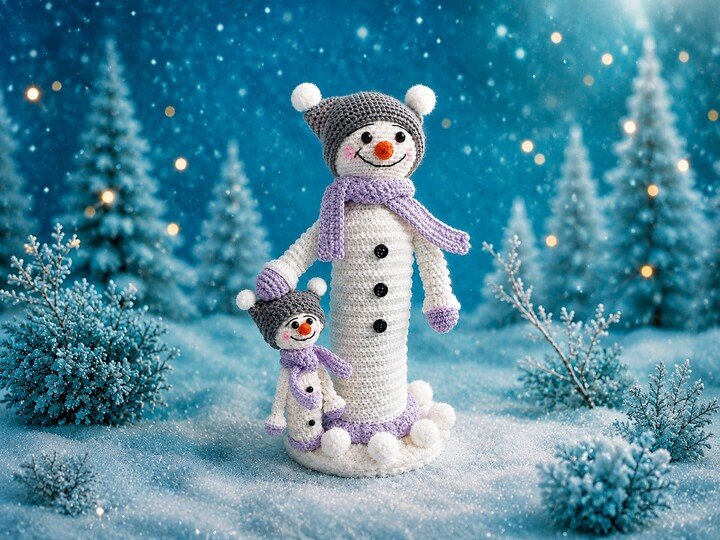 Schneemann Frosti & Flocki häkeln – Amigurumi Häkelanleitung als PDF
