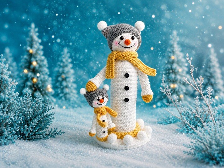 Schneemann Frosti & Flocki häkeln – Amigurumi Häkelanleitung als PDF