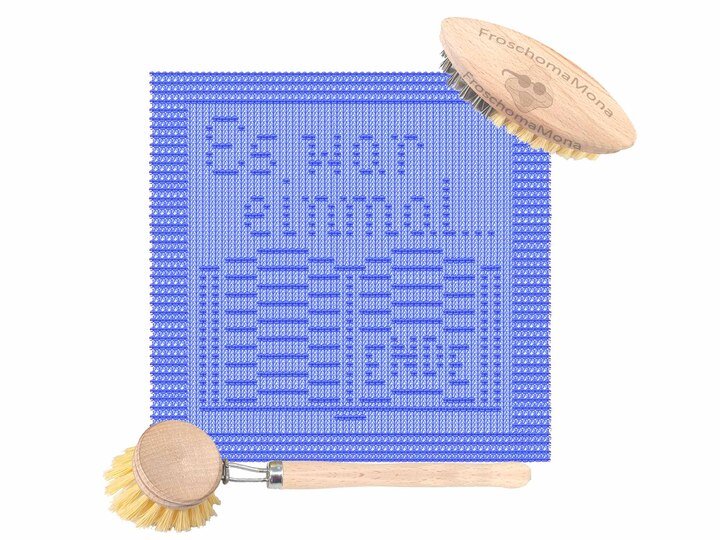 Strickmotiv Deckchen Spültuch „ Märchenbuch “ einfach + gratis Banderolen