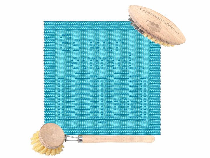 Strickmotiv Deckchen Spültuch „ Märchenbuch “ einfach + gratis Banderolen