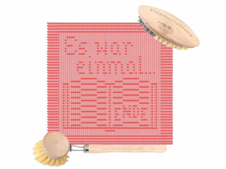 Strickmotiv Deckchen Spültuch „ Märchenbuch “ einfach + gratis Banderolen