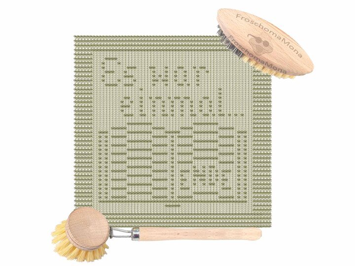 Strickmotiv Deckchen Spültuch „ Märchenbuch “ einfach + gratis Banderolen