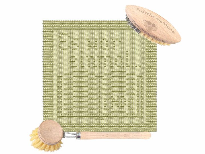 Strickmotiv Deckchen Spültuch „ Märchenbuch “ einfach + gratis Banderolen